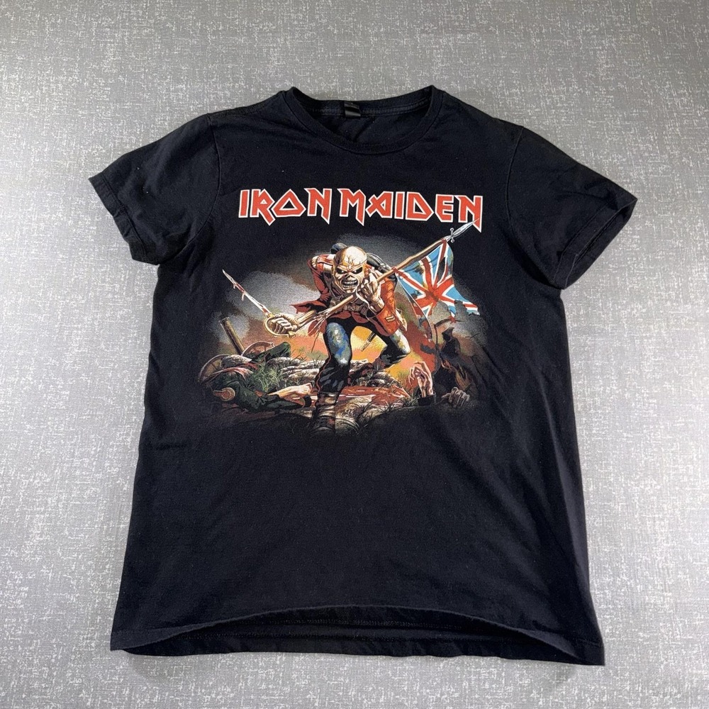 Iron Maiden Shirt Mens Medium Black The Trooper Band Rock Metal Graphic Tee